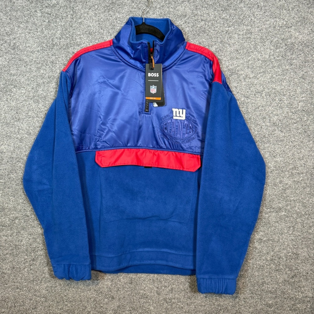 HUGO Boss X NFL Fumble New York Giants Sweater Mens Medium 1/4‎ Zip Pullover NEW